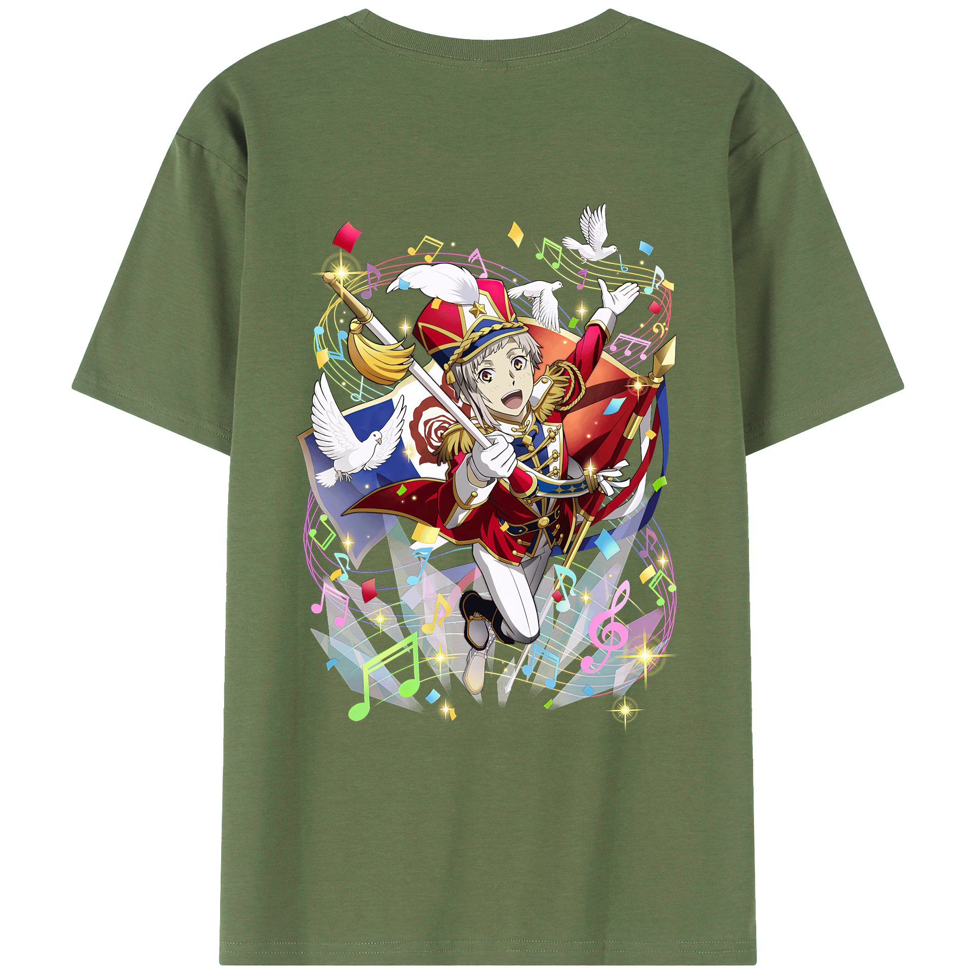 （画像用） 文豪ストレイドッグス Bungo Stray Dogs 綿100％ メンズ半袖Tシャツ（バックプリント） 通気性